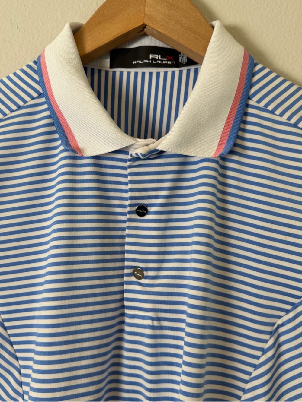 RLX Ralph Lauren Womens Tailored Fit Golf Polo Shirt Striped Womens Size Medium - Picture 2 of 7